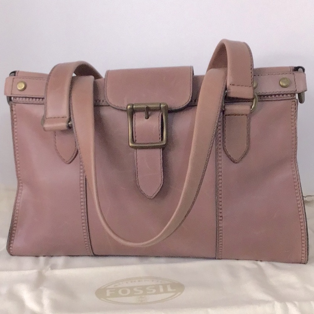 NWT Fossil - Purple Leather Satchel with dust cover.